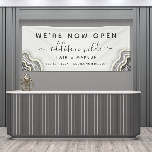 Schwarz-Weiß-Glitzer Agate Geode Luxe Business Banner