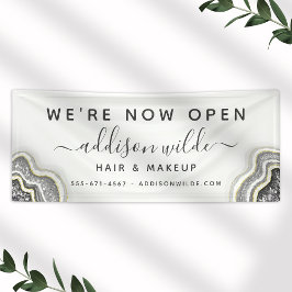 Schwarz-Weiß-Glitzer Agate Geode Luxe Business Banner