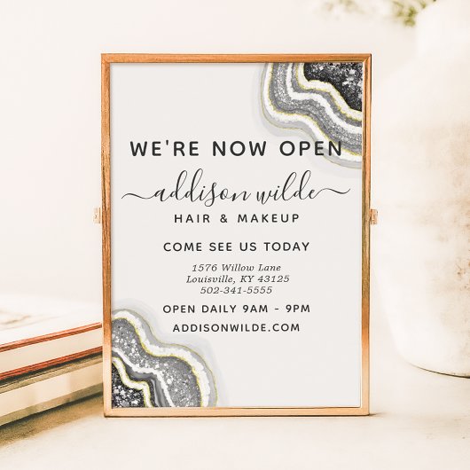 Schwarz-Weiß-Glitzer Agate Geode Luxe Business Poster