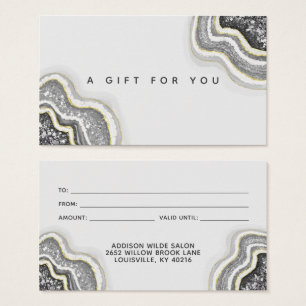 Schwarz-Weiß-Glitzer Agate Geode Luxe-Geschenkkart
