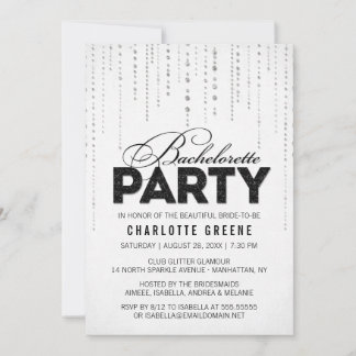 Schwarz-Weiß-Glitzer Aussehen Junggeselinnen-Absch Einladung