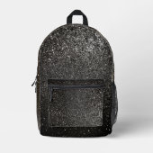 Schwarz-Weiß-Glitzer Goth Glam Funkelnd School Bedruckter Rucksack (Vorderseite)