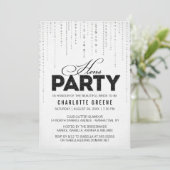 Schwarz-Weiß-Glitzer-Look Hühner Party Einladung (Stehend Vorderseite)