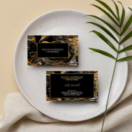 Schwarz-Weiß-Glitzer-Marmor Agate Modern Visitenkarte