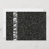 Schwarz-Weiß-Glitzer mit Zebra Bow Einladung (Rückseite)