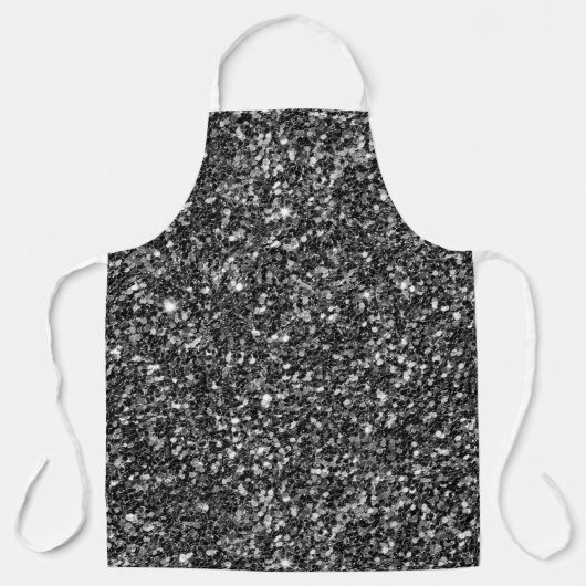 Schwarz-Weiß-Glitzer Schürze (Vorderseite)