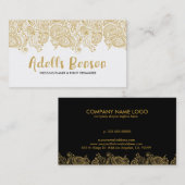 Schwarz-Weiß-Glitzer-Spitzen und -Texte Visitenkarte (Vorne/Hinten)