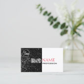 Schwarz-Weiß-Glitzer-Stars mit Logo Moderne Visitenkarte (Stehend Vorderseite)