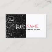Schwarz-Weiß-Glitzer-Stars mit Logo Moderne Visitenkarte (Vorderseite)