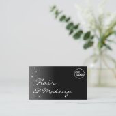 Schwarz-Weiß-Glitzer-Stars mit Logo Stilvoll Visitenkarte (Stehend Vorderseite)