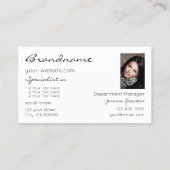 Schwarz-Weiß-Glitzer-Sterne mit Foto Stilvoll Visitenkarte (Rückseite)