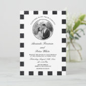 Schwarz/Weiß-Glitzer-Tafel Hochzeit Einladung (Stehend Vorderseite)