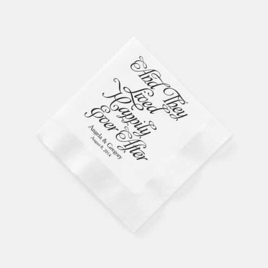Schwarz-weiß glücklich je nach Hochzeit Serviette (Ecke)