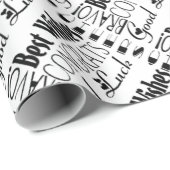 Schwarz/Weiß-Glückwunsch Beste Wünsche Geschenkpapier (Rolleneckpunkt)