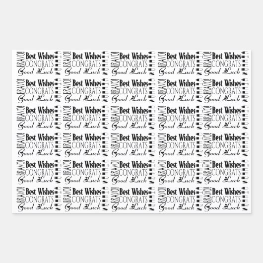 Schwarz/Weiß-Glückwunsch Beste Wünsche Geschenkpapier Set (Vorderseite 2)