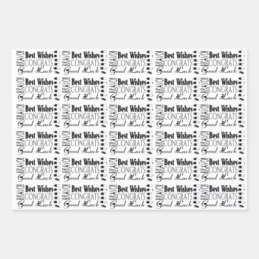 Schwarz/Weiß-Glückwunsch Beste Wünsche Geschenkpapier Set (Vorderseite)