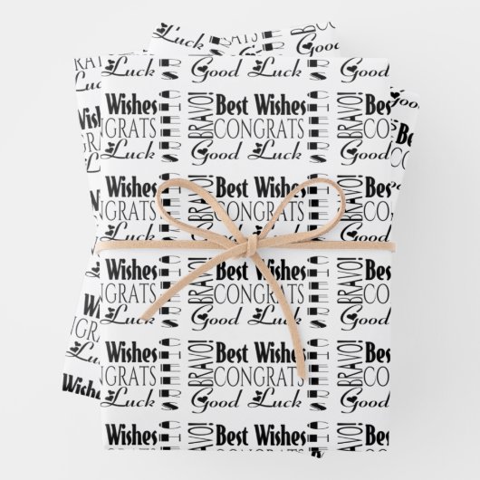 Schwarz/Weiß-Glückwunsch Beste Wünsche Geschenkpapier Set (Beispiel)