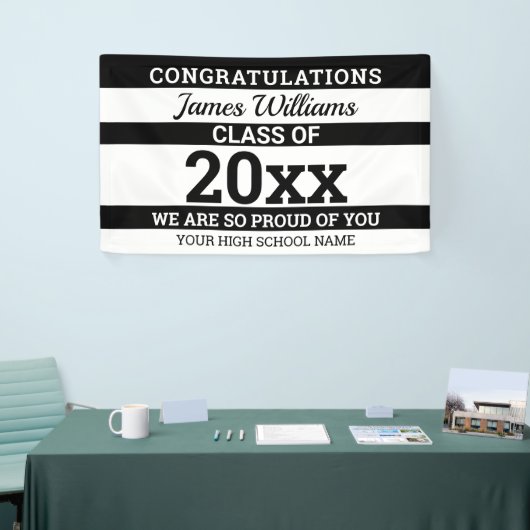 Schwarz-weiß Glückwunschklasse 2022 Absolvent Banner (Messeveranstaltung)