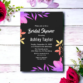 Schwarz-Weiß-Glühneon Brautparty Einladung