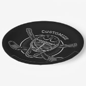 Schwarz-Weiß-Goalie Pappteller (Schrägansicht)