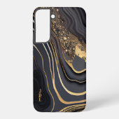 Schwarz-weiß Gold Agate Mit Monogramm Linear Samsung Galaxy Hülle (Rückseite)