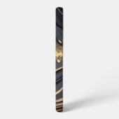 Schwarz-weiß Gold Agate Mit Monogramm Linear Samsung Galaxy Hülle (Linke Seite)