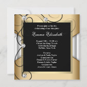Schwarz-weiß Gold Baby Girl Foto Christening Einladung (Rückseite)
