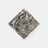 Schwarz-weiß & Gold Chic Swirl Moderne Hochzeit Serviette (Ecke)