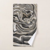 Schwarz-weiß & Gold Chic Swirl Moderner Abstrakt Badhandtuch Set (Handtuch)