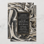 Schwarz-weiß & Gold Chic Swirl Modernes Brautparty Einladung (Vorne/Hinten)