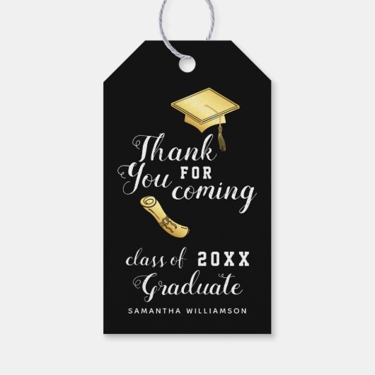 Schwarz-weiß Gold Class 2025 Vielen Dank Abschluss Geschenkanhänger (Rückseite)