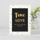 Schwarz-weiß Gold Confetti Neueröffnung Einladung (Stehend Vorderseite)