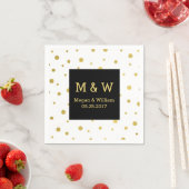 Schwarz-weiß Gold Confetti Wedding Monogram Serviette (Beispiel)