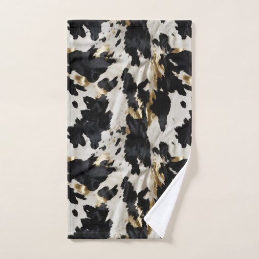 Schwarz-weiß Gold Cowgirl Cowhide Badhandtuch Set (Handtuch)
