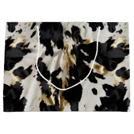 Schwarz-weiß Gold Cowgirl Cowhide Große Geschenktüte