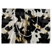 Schwarz-weiß Gold Cowgirl Cowhide Große Geschenktüte (Rückseite)