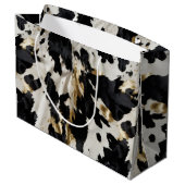 Schwarz-weiß Gold Cowgirl Cowhide Große Geschenktüte (Rückseite Schrägansicht)
