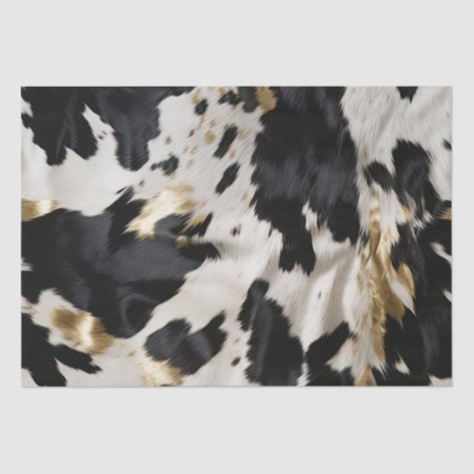 Schwarz-weiß Gold Cowgirl Cowhide Seidenpapier (Vorderseite)
