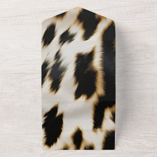 Schwarz-weiß Gold Cowhide All In One Einladung (Außenbereich)