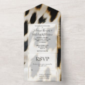 Schwarz-weiß Gold Cowhide All In One Einladung (Innen Boden)