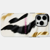Schwarz-weiß Gold Cowhide Case-Mate iPhone Hülle (Rückseite (Horizontal))