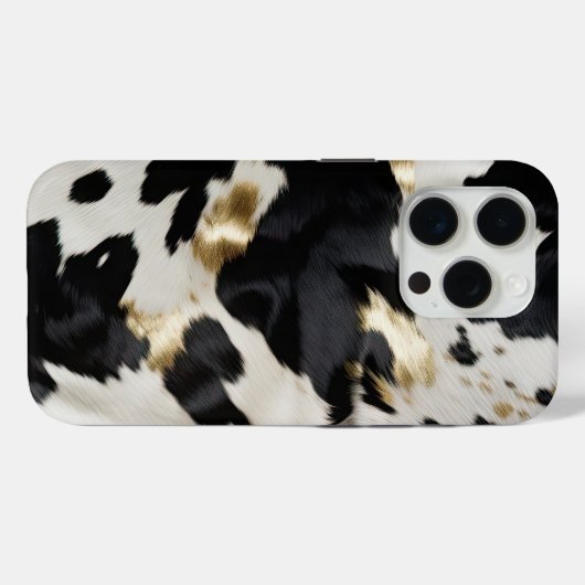 Schwarz-weiß Gold Cowhide Case-Mate iPhone Hülle (Rückseite (Horizontal))