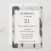 Schwarz-weiß Gold Cowhide Cowgirl Sparkle Geburtst Einladung (Vorderseite)