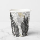 Schwarz-weiß Gold Cowhide Cowgirl Sparkle Geburtst Pappbecher (Rückseite)