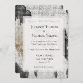 Schwarz-weiß Gold Cowhide Cowgirl Sparkle Wedding Einladung (Vorne/Hinten)