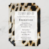 Schwarz-weiß Gold Cowhide Einladung (Vorne/Hinten)