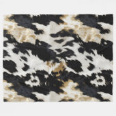 Schwarz-weiß Gold Cowhide Fleecedecke (Vorderseite (Horizontal))