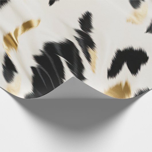 Schwarz-weiß Gold Cowhide Geburtstag Geschenkpapier (Ecke)