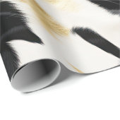 Schwarz-weiß Gold Cowhide Geburtstag Geschenkpapier (Rolleneckpunkt)