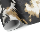 Schwarz-weiß Gold Cowhide Geschenkpapier (Rolleneckpunkt)